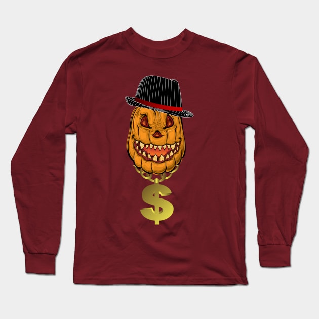 Ganster Pumpkin Long Sleeve T-Shirt by Imutobi